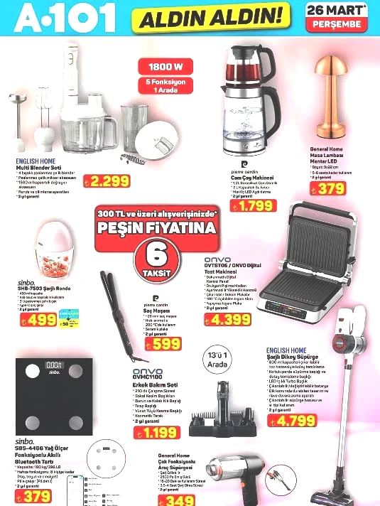 YENİ A101 AFİŞİ BU HAFTA LİSTESİ 26 MART 2026 - TEK TEK İNDİRİMLİ ÜRÜNLERİ || A101 Aldın Aldın aktüel kataloğu yeni haftada neler sunuyor A101de bu hafta broşürü ile 3lü beyaz ankastre set, çapa motoru, dalgıç su pompası, araç süpürgesi getiriyor