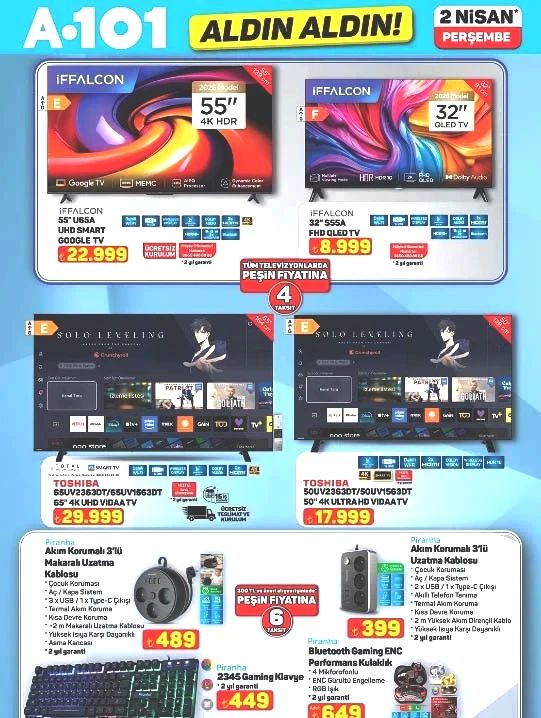 BUGÜN SATIŞTA A101 AKTÜEL AFİŞİ 2 NİSAN 2026 - EN SON TAM LİSTE || A101 Aldın Aldın indirim kataloğu bu hafta neler sunuyor A101 broşürü ile forklift, boy aynası, bulaşık makinesi, kamp sandalyesi, şarjlı dik süpürge raflarda