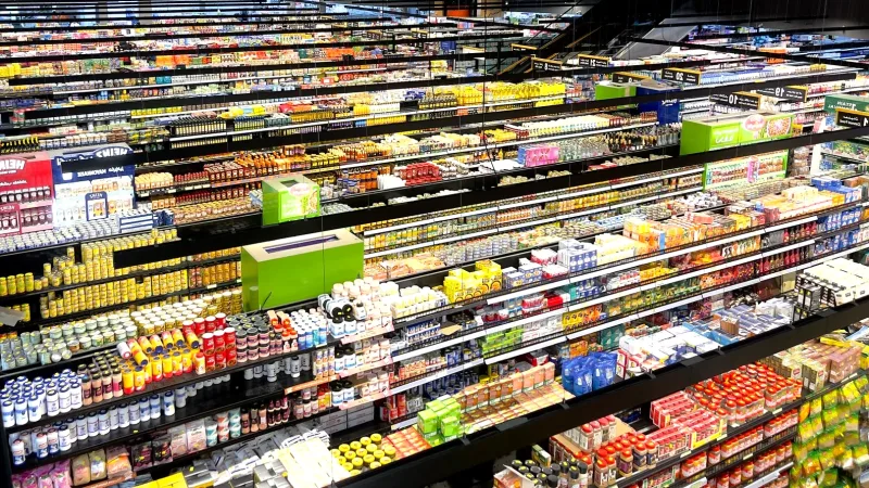Market rafında yan yana markalar